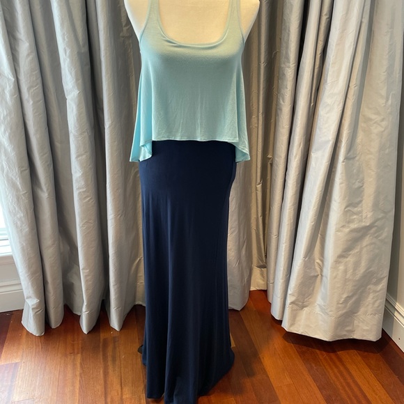 Michael Stars Maxi tiered dress navy/aqua Small - Picture 7 of 11